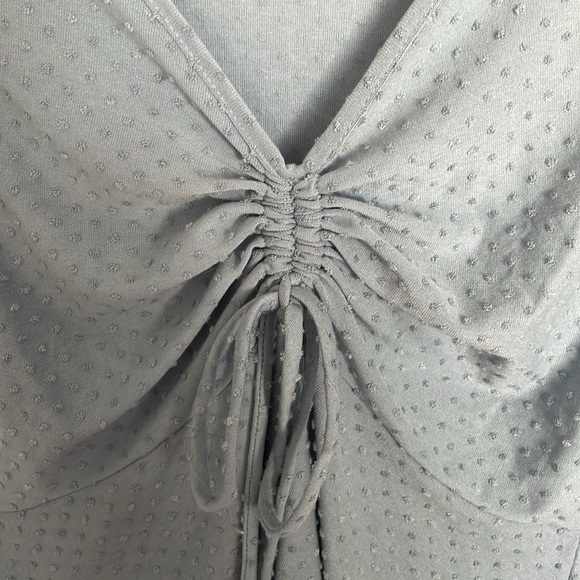 NWOT Blue Mini Dress with Swiss Dots and Bow/Tie, Low Cut - Picture 3 of 5